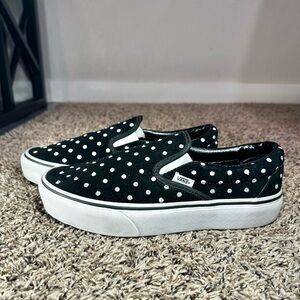 Vans Polka Dot Slip On Shoes Women’s Size 9 Suede Black White Sneakers